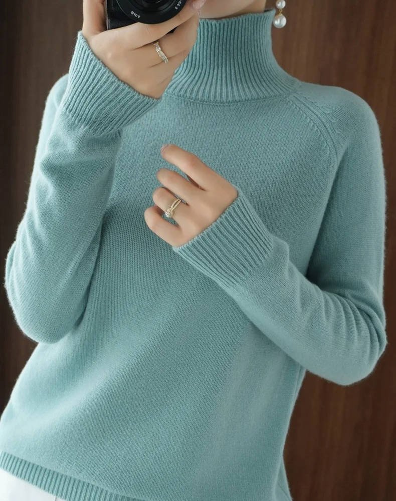 Women's Raglan Sleeve Turtleneck Sweater | Relaxed Knit Front