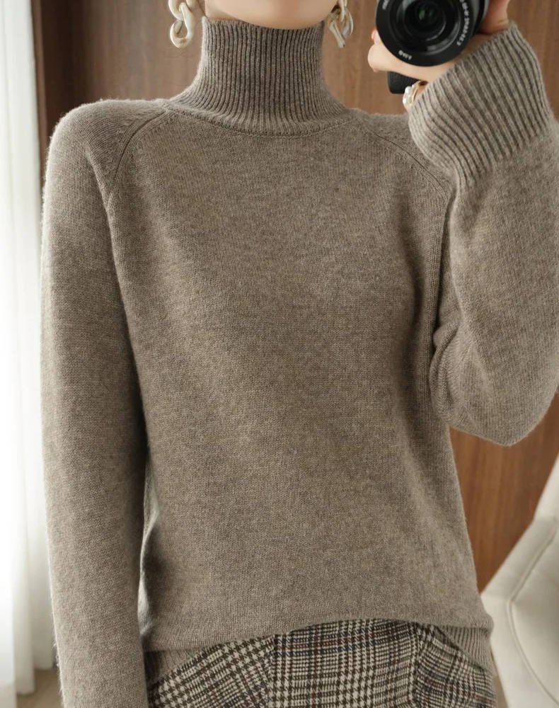 Women's Raglan Sleeve Turtleneck Sweater | Relaxed Knit Full