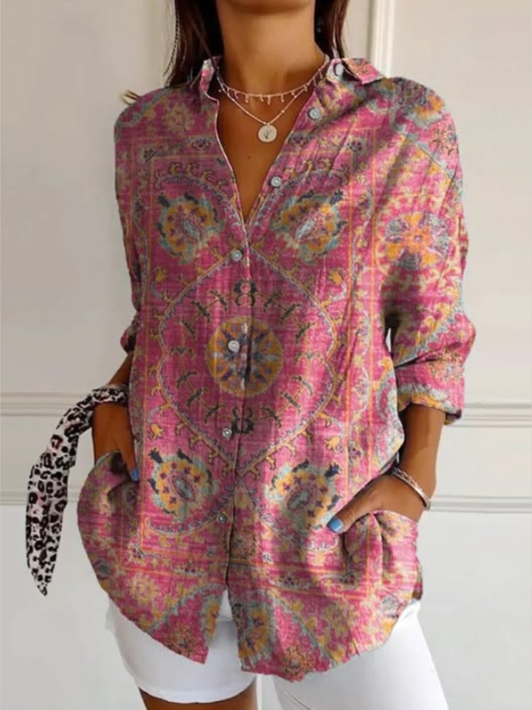Women's Retro Shirt | Mandala Print Relaxed Fit Back