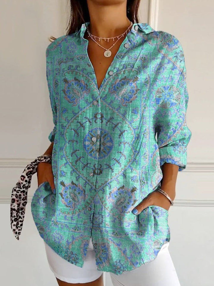 Women's Retro Shirt | Mandala Print Relaxed Fit Detail