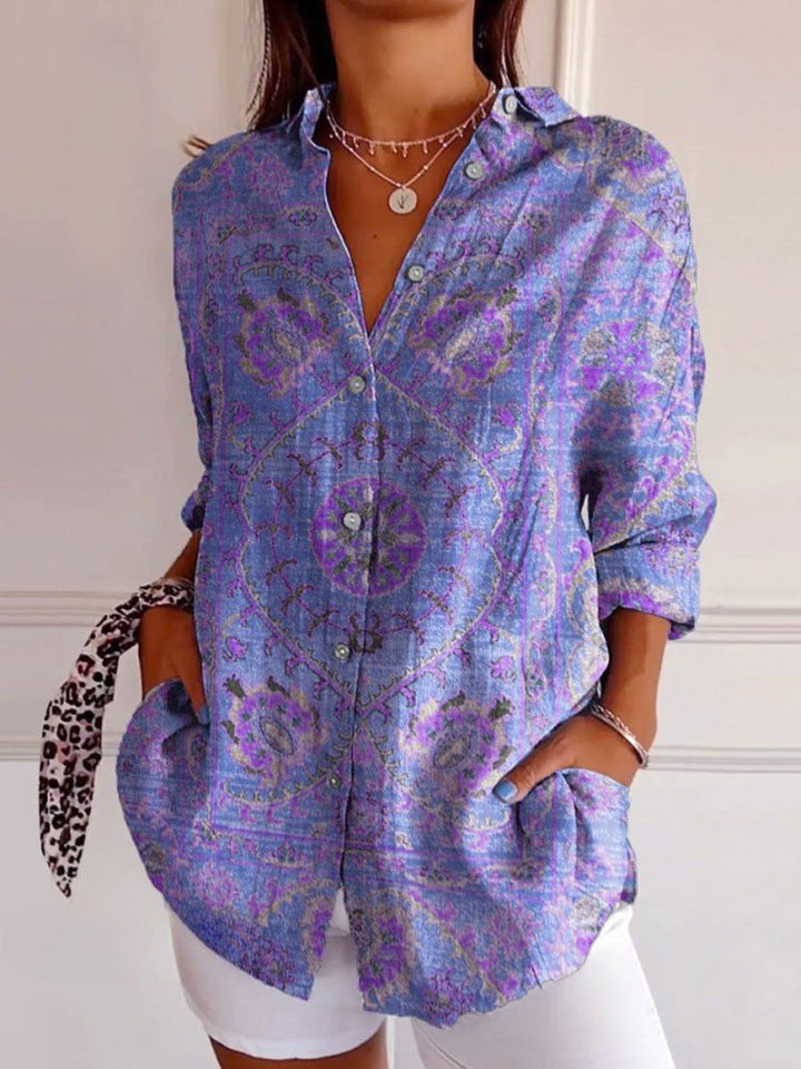 Women's Retro Shirt | Mandala Print Relaxed Fit Front