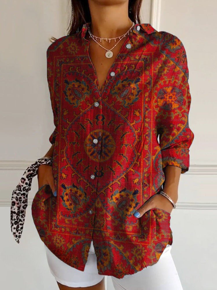 Women's Retro Shirt | Mandala Print Relaxed Fit Hero