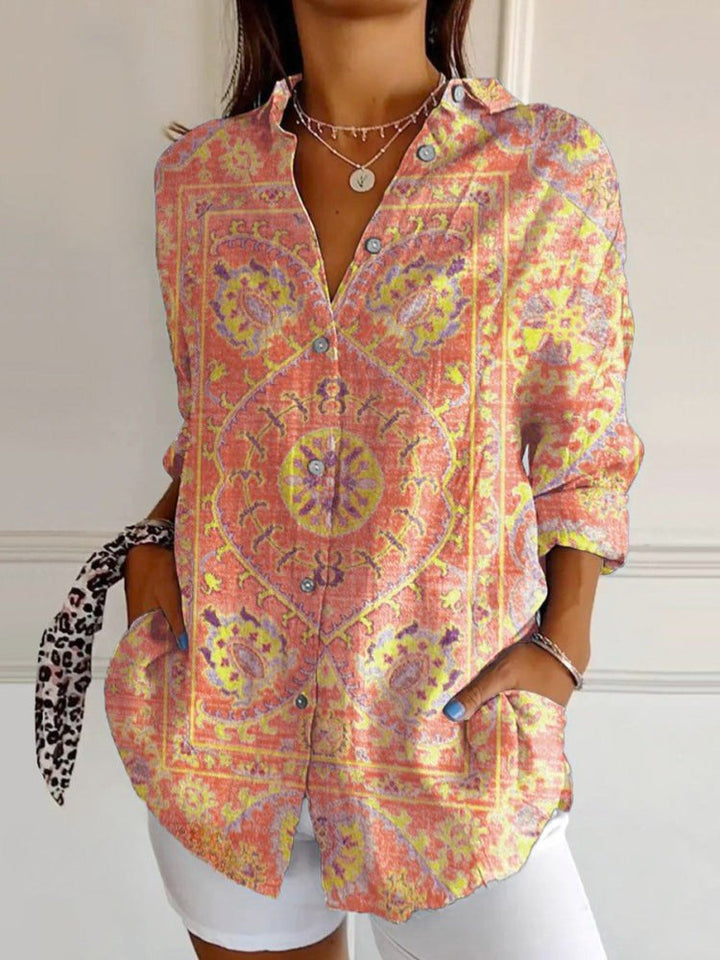 Women's Retro Shirt | Mandala Print Relaxed Fit Side