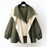 Women's Reversible Collar Windbreaker | Drawcord Waist Outdoor Fit