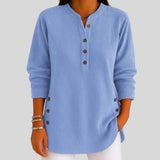 Women's Ribbed Knit Pullover | Button Front Crew Neck Sweater