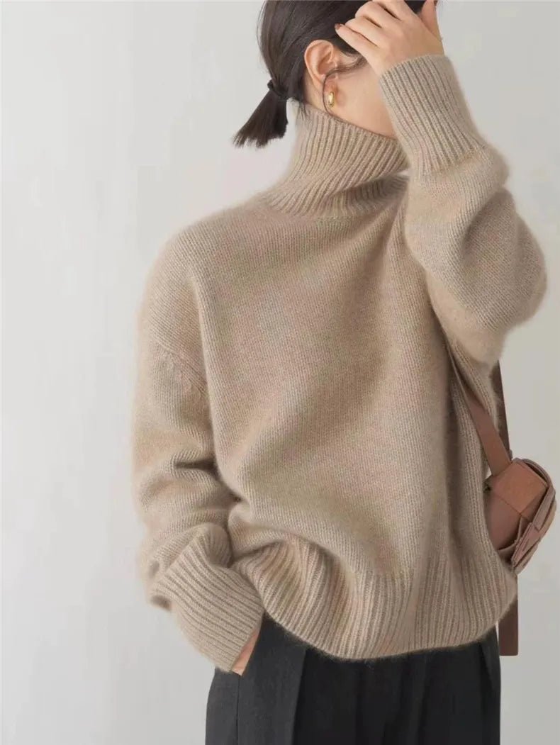 Women's Roll Neck Sweater | Cozy Ribbed Knit Close Up