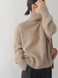 Women's Roll Neck Sweater | Cozy Ribbed Knit Close Up
