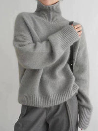 Women's Roll Neck Sweater | Cozy Ribbed Knit Detail