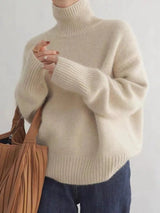 Women's Roll Neck Sweater | Cozy Ribbed Knit