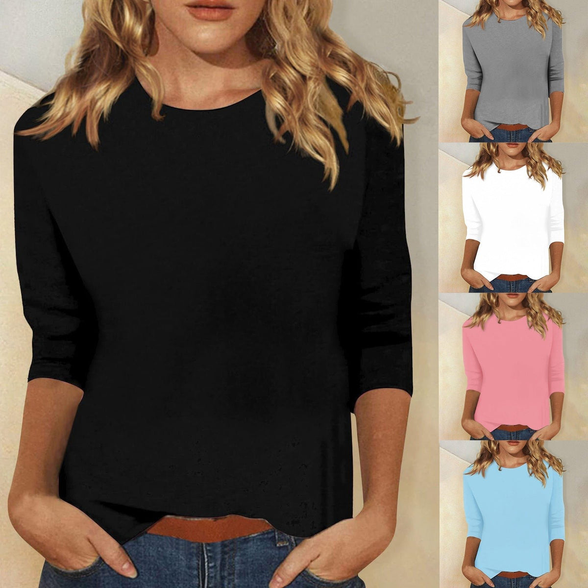 Women's Round Neck Three-Quarter Sleeve Tee | Gothic Pullover Hero
