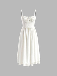 Women's Ruffle Hem Cami Midi Dress Close Up