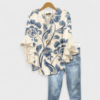Women's Ruffle Sleeve Blouse | V-Neck Tunic Fit Hero