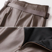 Women's Sheepskin Leather Skirt | Perforated Panel Asymmetric Alternate