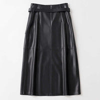 Women's Sheepskin Leather Skirt | Perforated Panel Asymmetric Close Up