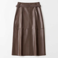 Women's Sheepskin Leather Skirt | Perforated Panel Asymmetric Side