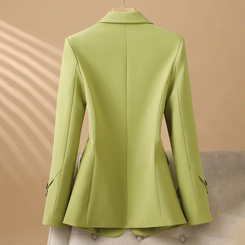 Women's Single-Breasted Blazer | Peplum Hem Tailored Fit Front