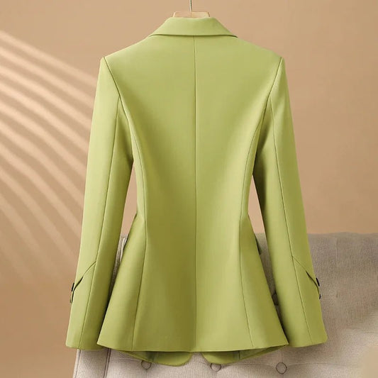 Women's Single-Breasted Blazer | Peplum Hem Tailored Fit Front