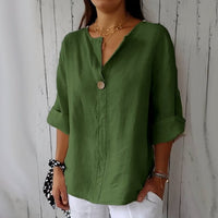 Women's Single-Button Linen Blouse | Relaxed Fit Back