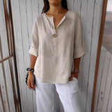 Women's Single-Button Linen Blouse | Relaxed Fit