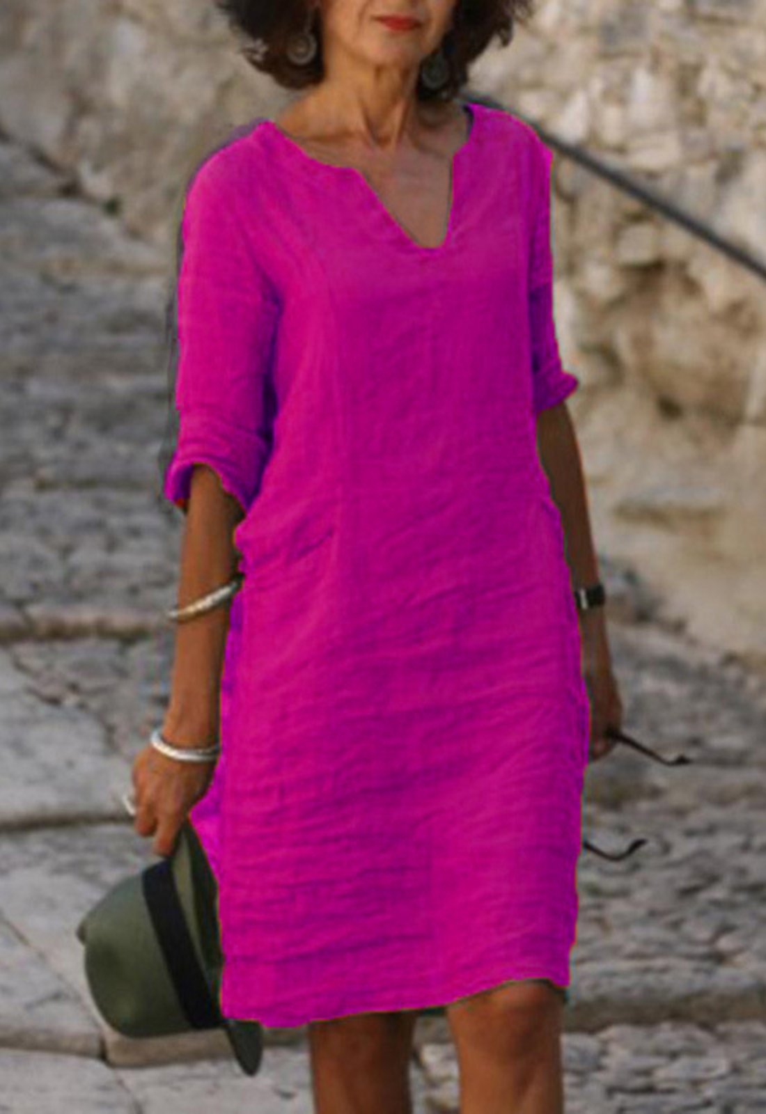 Women's Sleek V-Neck Dress | Smoothing Silhouette Fit Full