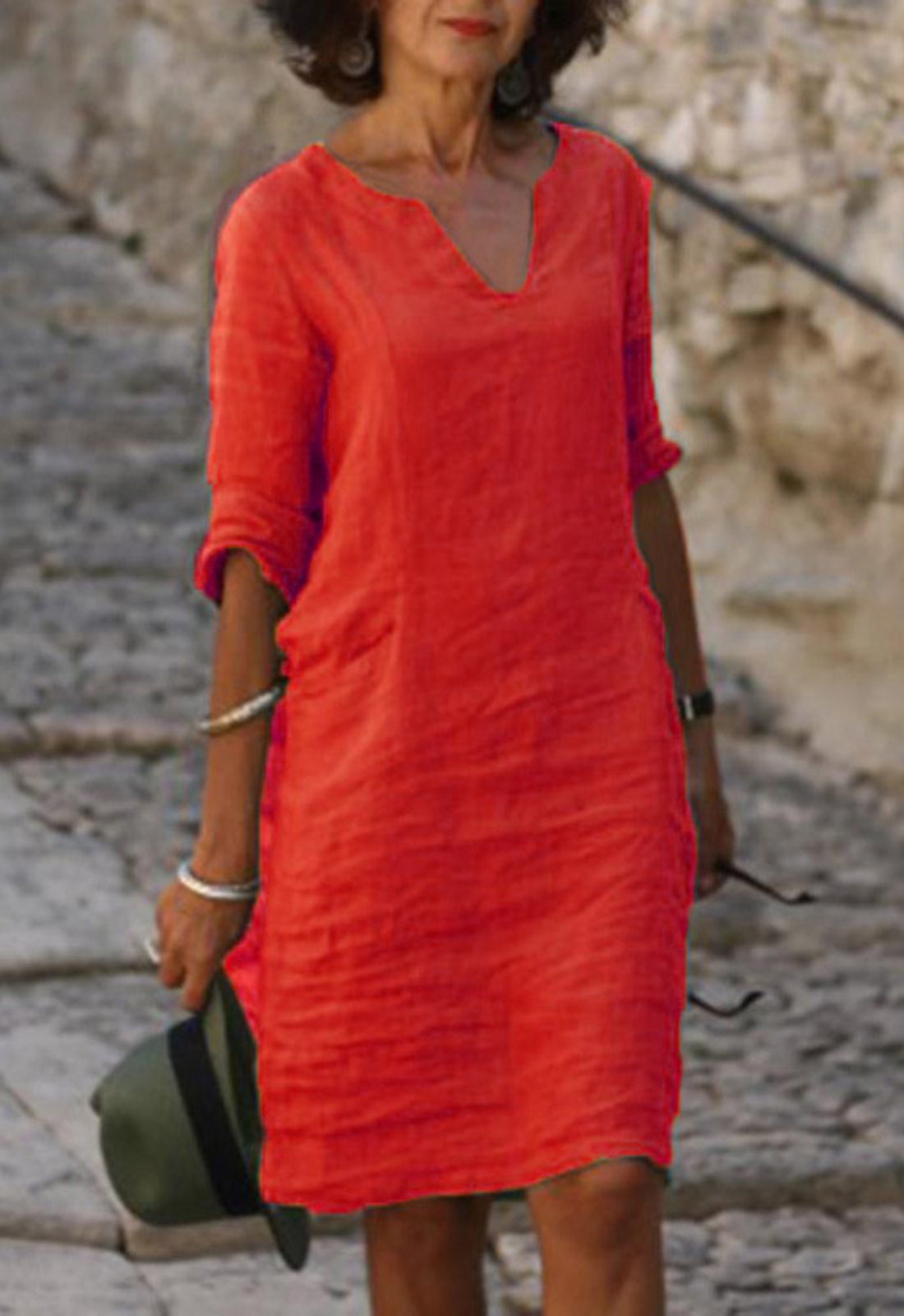 Women's Sleek V-Neck Dress | Smoothing Silhouette Fit View 11