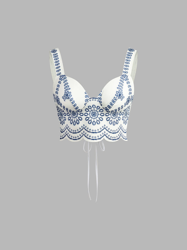 Women's Sleeveless Tie Back Skirt Set | Printed Front