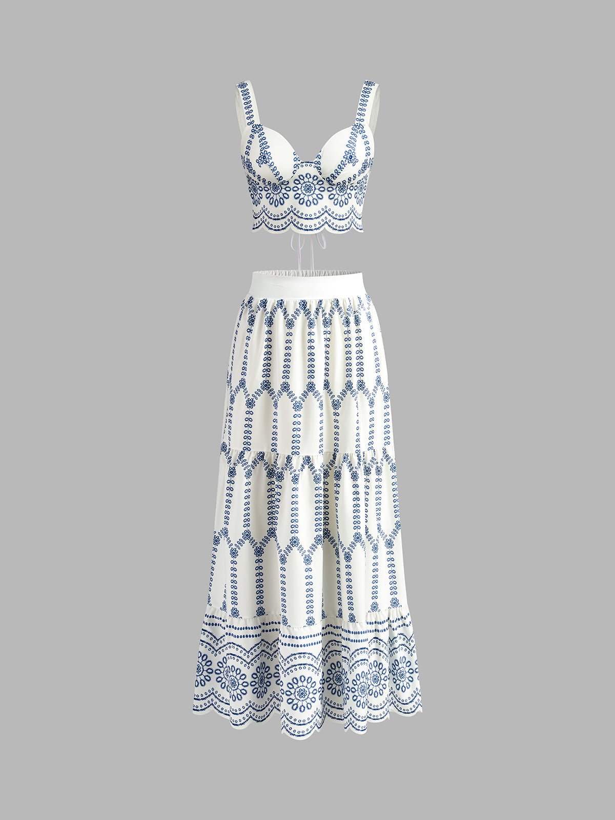 Women's Sleeveless Tie Back Skirt Set | Printed Hero