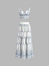 Women's Sleeveless Tie Back Skirt Set | Printed