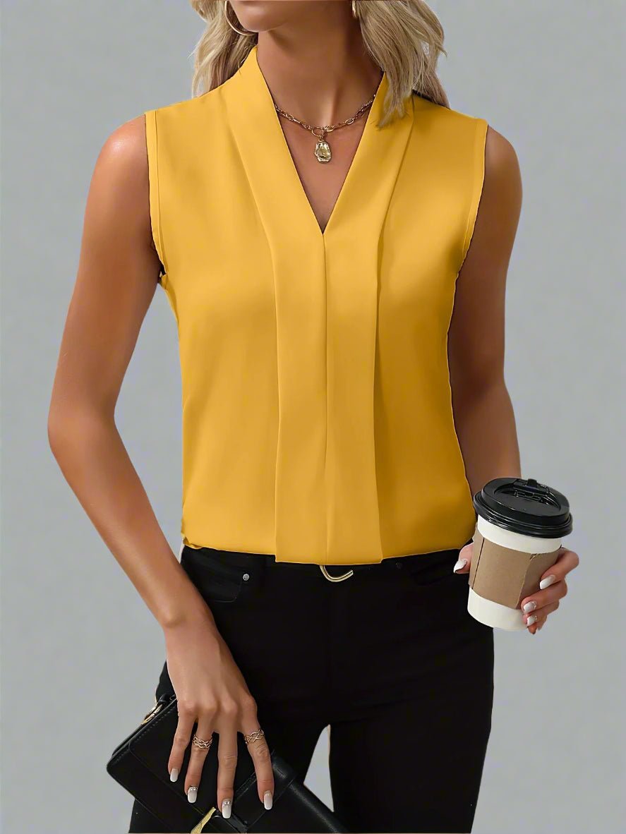 Women's Sleeveless V-Neck Blouse | Work & Casual Fit Detail