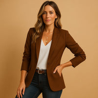 Women's Slim Fit Blazer | Single Button Tailored Jacket Back