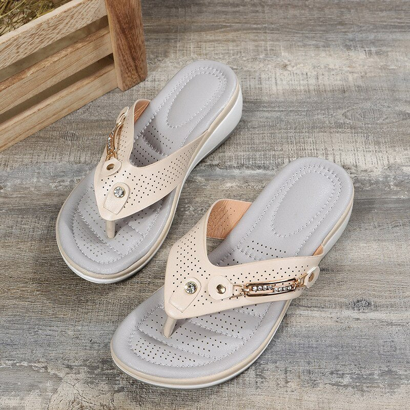 Women's Softly Padded Orthopedic Sandals | Rhinestone Bar Front