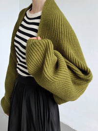 Women's Solid Open-Front Shrug | Balloon Sleeves Front