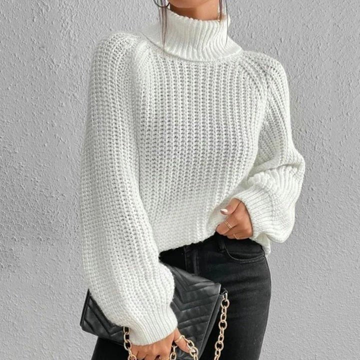 Women's Split Hem Turtleneck Sweater | Long Sleeve Knit Front