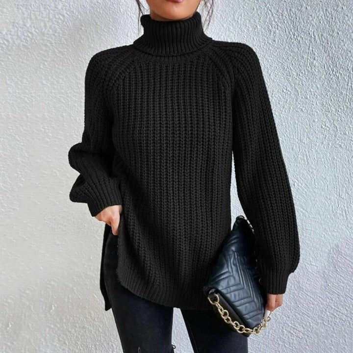 Women's Split Hem Turtleneck Sweater | Long Sleeve Knit Hero