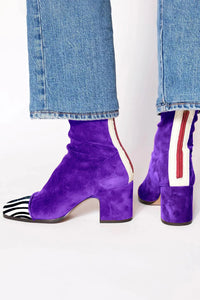 Women's Square Toe Block Heel Boots | Suede Ankle Front