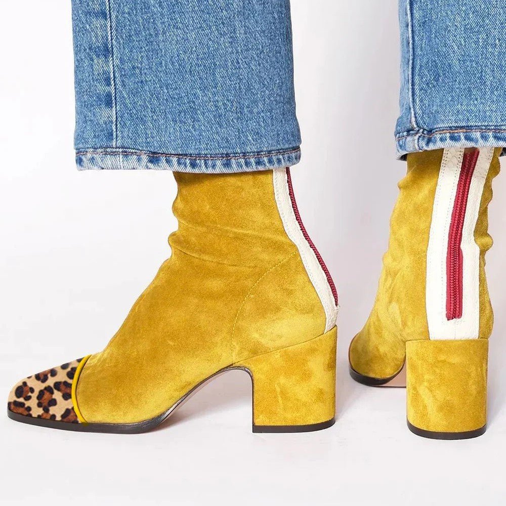Women's Square Toe Block Heel Boots | Suede Ankle Hero