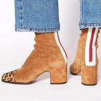 Women's Square Toe Block Heel Boots | Suede Ankle Lifestyle