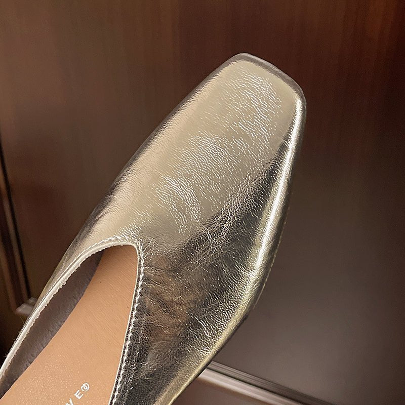 Women's Square Toe Leather Flats | Slip-On View 11