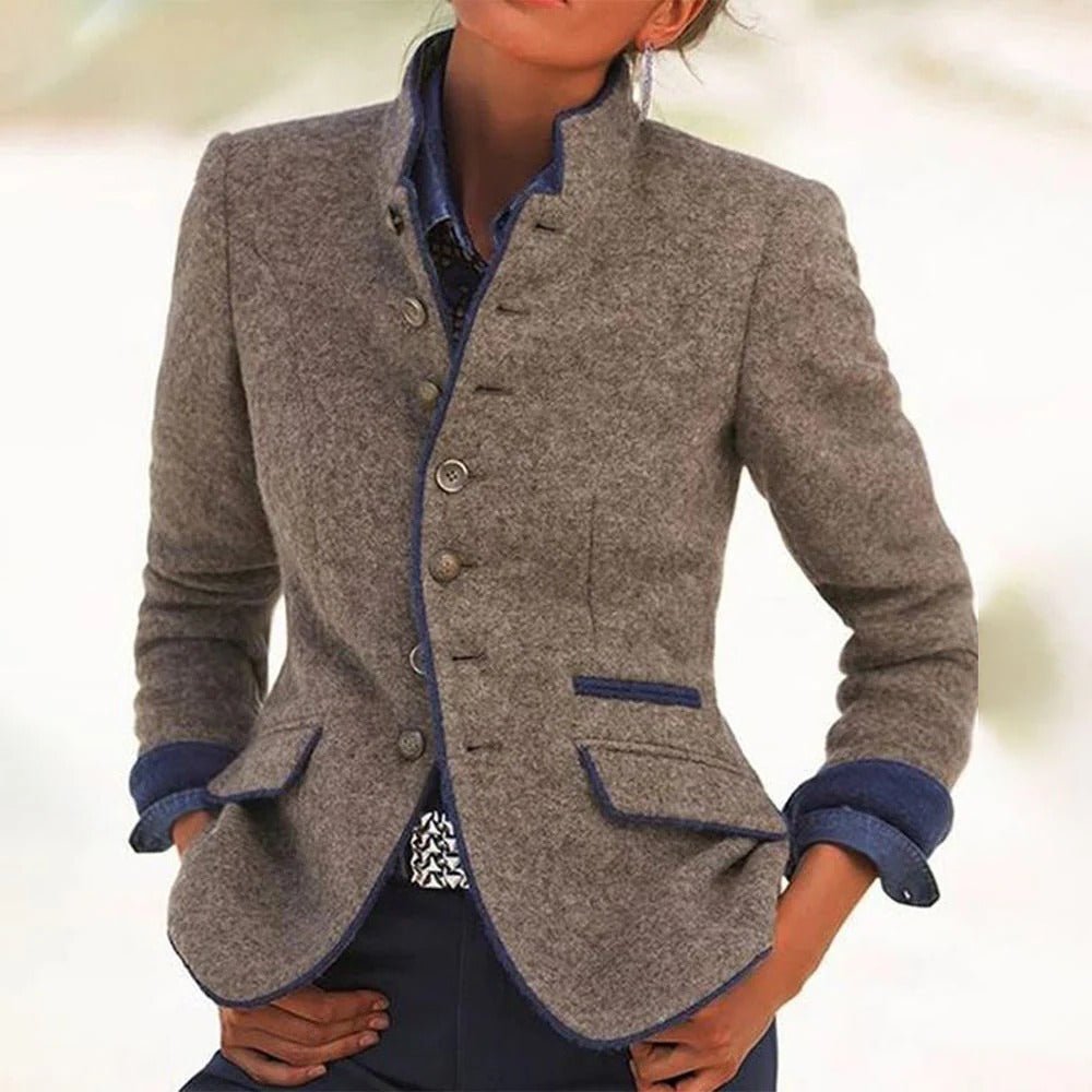 Women's Stand-Collar Two-Tone Blazer | Vintage Hero