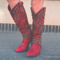 Women's Studded Western Knee-High Boots Detail