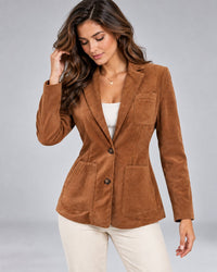 Women's Suede Button-Down Blazer | Polished Everyday Jacket Front
