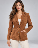 Women's Suede Button-Down Blazer | Polished Everyday Jacket