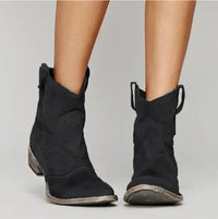 Women's Suede Orthopedic Boots | Block Heel Side Zip Detail