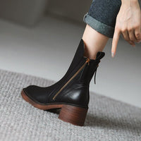 Women's Tassel Zip Leather Ankle Boots | High Heel Lifestyle