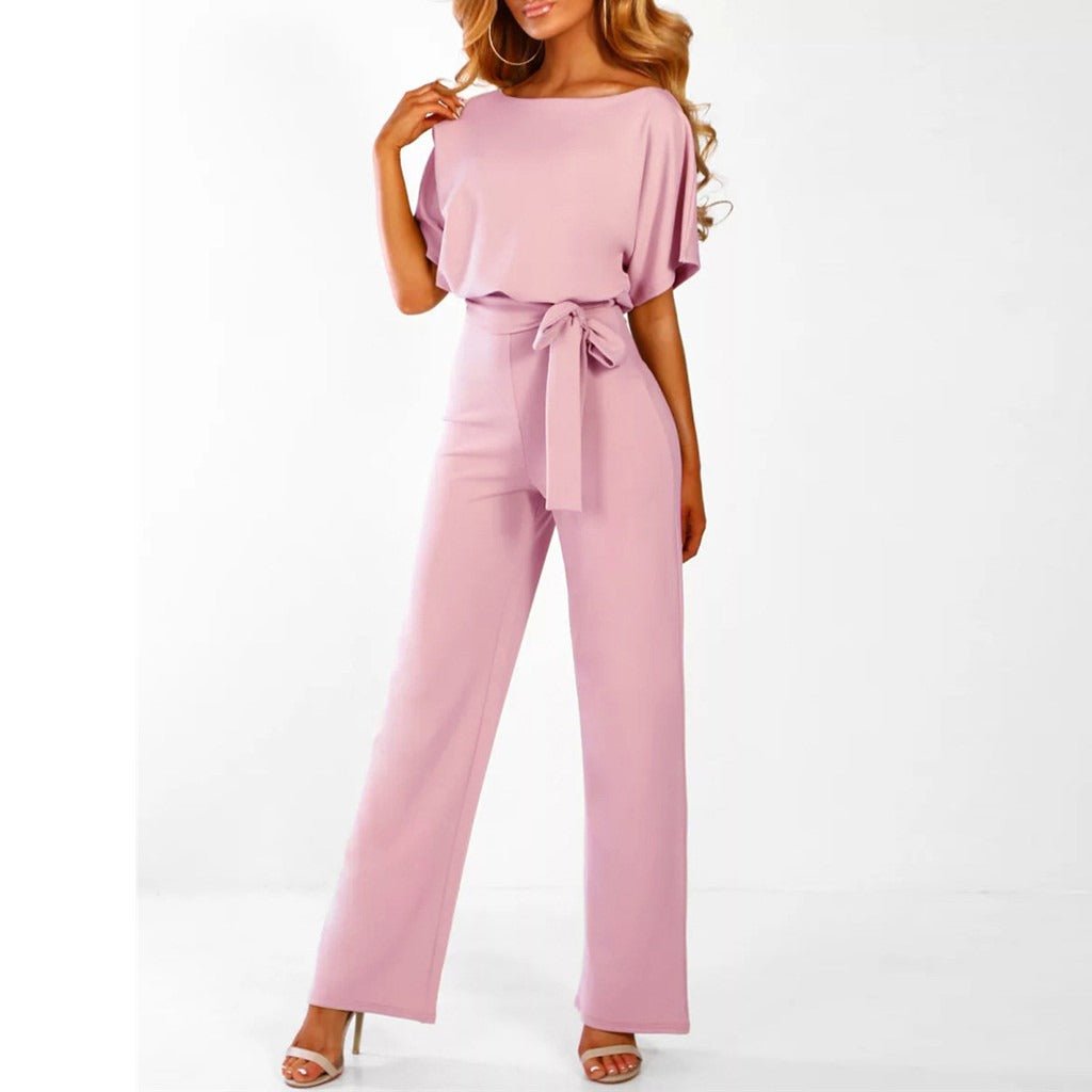 Women's Tie-Front Batwing Jumpsuits Back