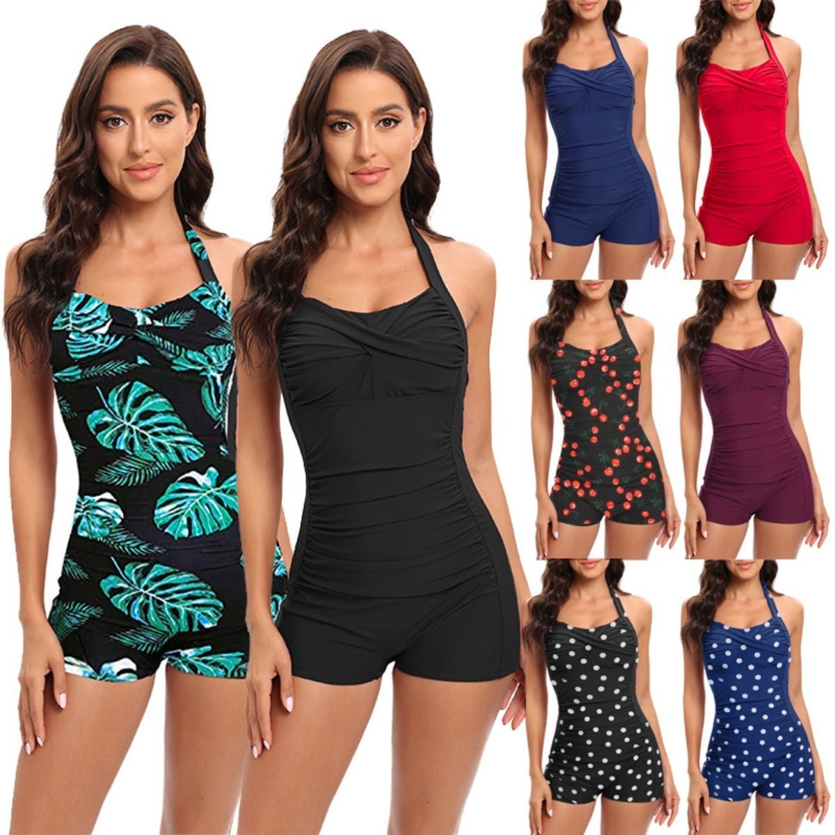 Women's Tummy Control Slim One-Piece Swimsuit | Boyshort Sports Flat Angle Hero