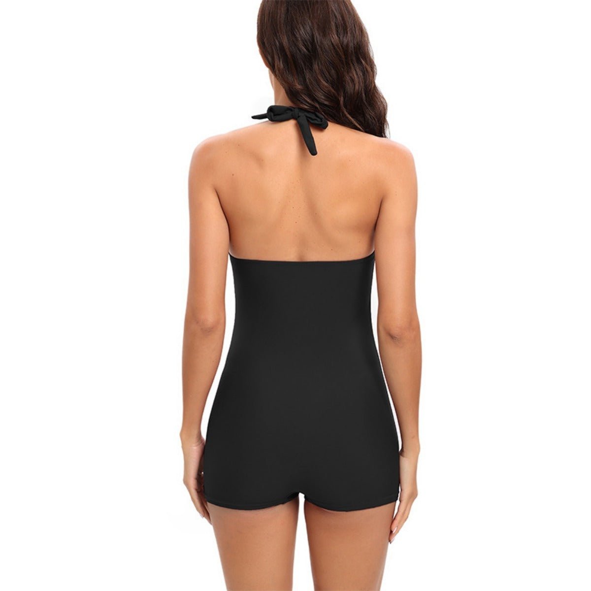 Women's Tummy Control Slim One-Piece Swimsuit | Boyshort Sports Flat Angle View 11