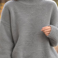 Women's Turtleneck Sweater | Dropped Shoulder Relaxed Knit Front