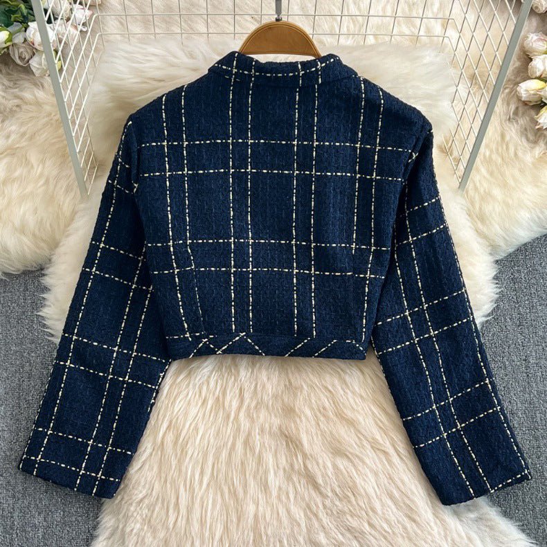 Women's Tweed 2 Piece Set | Cropped Blazer Sleeveless Dress Back
