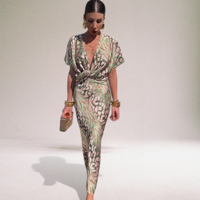 Women's Twisted Knot Wedding Guest Wrap Maxi Dress Hero
